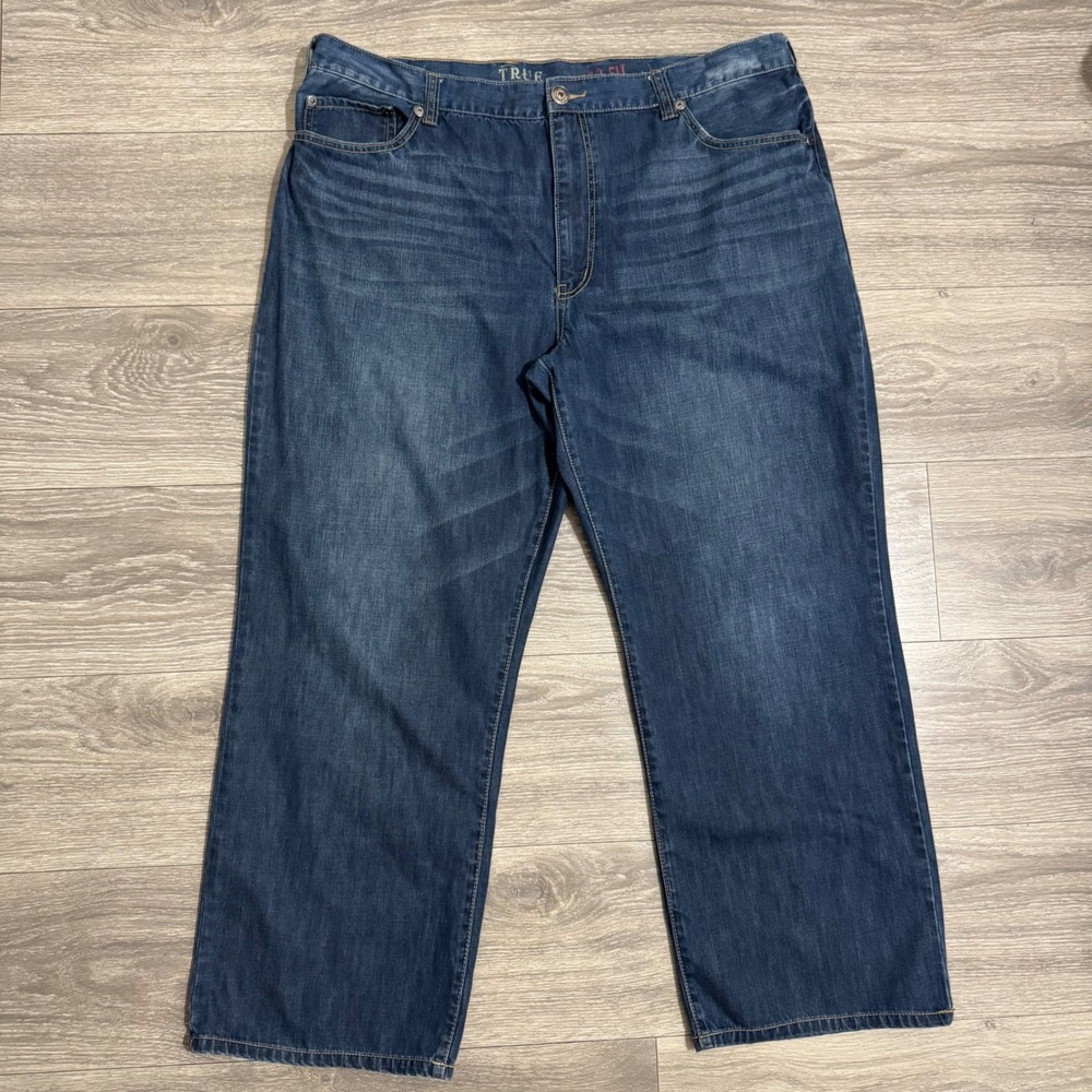 True‎ Nation Mens Relaxed Fit Jeans 44x30 Dark Wash Blue 100% Cotton Baggy